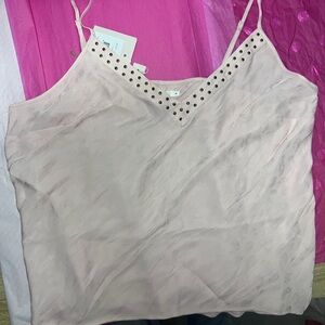 NWT Avec Les Filles studded v neck tank